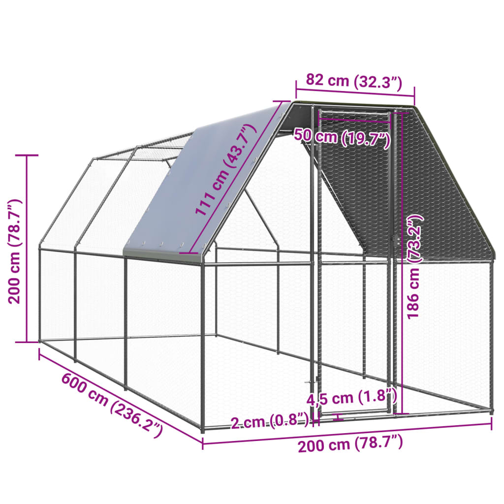 Kippenhok 2x6x2 m gegalvaniseerd staal is nu te koop bij PeponiXL, paradijselijk wonen!