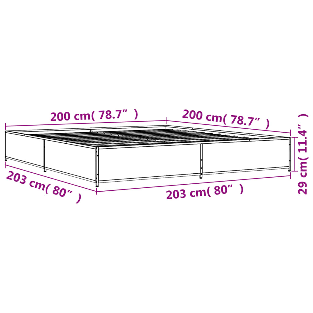 Bedframe bewerkt hout metaal zwart 200x200 cm is nu te koop bij PeponiXL, paradijselijk wonen!
