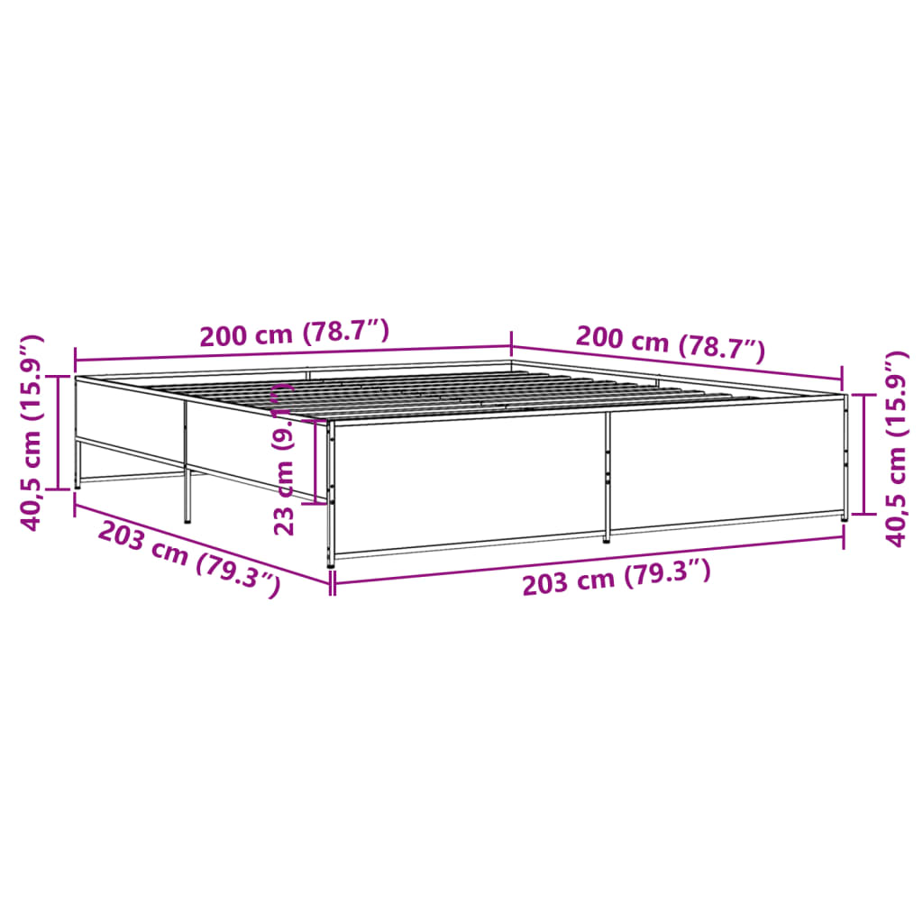 Bedframe bewerkt hout metaal zwart 200x200 cm is nu te koop bij PeponiXL, paradijselijk wonen!