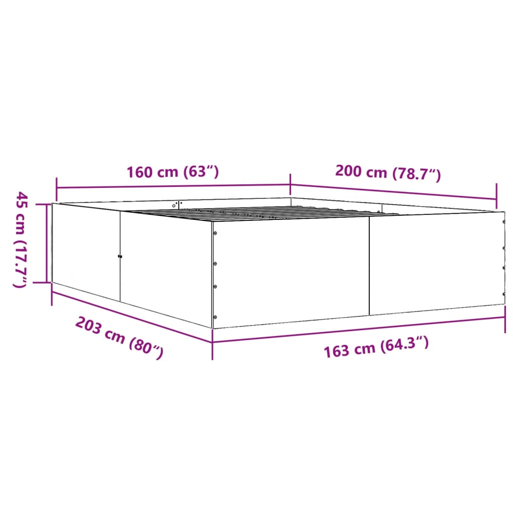 Bedframe bewerkt hout zwart 160x200 cm is nu te koop bij PeponiXL, paradijselijk wonen!
