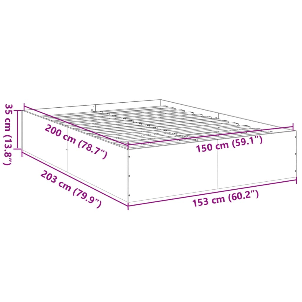 Bedframe bewerkt hout betongrijs 150x200 cm is nu te koop bij PeponiXL, paradijselijk wonen!