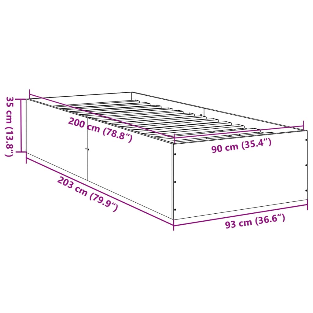 Bedframe bewerkt hout wit 90x200 cm is nu te koop bij PeponiXL, paradijselijk wonen!