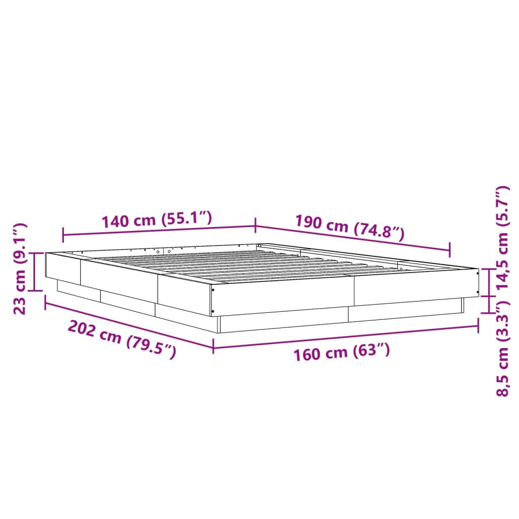 Bedframe LED massief hout wit 140x190 cm is nu te koop bij PeponiXL, paradijselijk wonen!