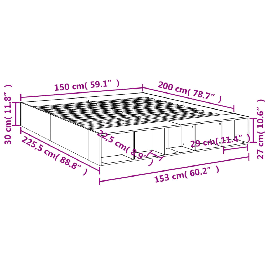 Bedframe bewerkt hout zwart 150x200 cm is nu te koop bij PeponiXL, paradijselijk wonen!