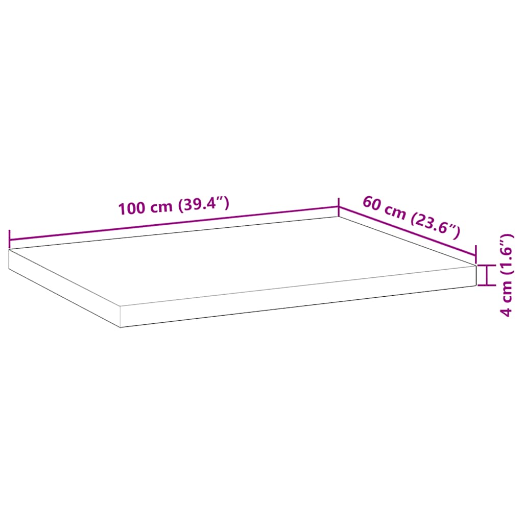 Bureaublad 100x60x4 cm onbehandeld massief acaciahout is nu te koop bij PeponiXL, paradijselijk wonen!