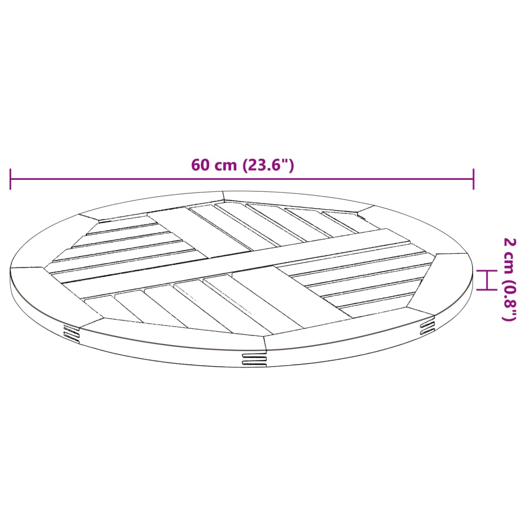Tafelblad rond Ø 60x2 cm massief acaciahout is nu te koop bij PeponiXL, paradijselijk wonen!