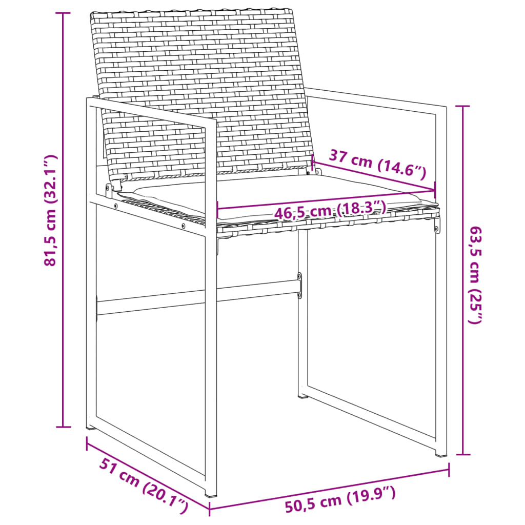 Tuinstoelen 4 st met kussens poly rattan zwart is nu te koop bij PeponiXL, paradijselijk wonen!