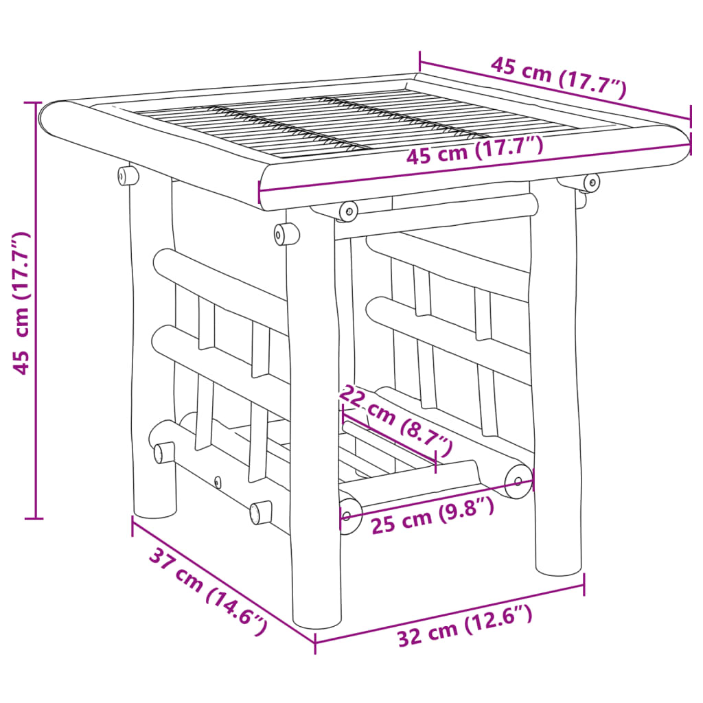 Bijzettafel 45x45x45 cm bamboe is nu te koop bij PeponiXL, paradijselijk wonen!