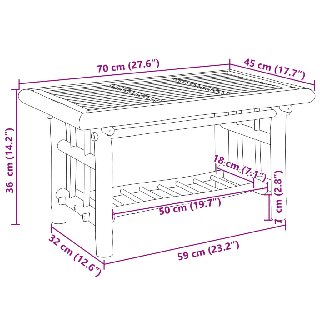 Salontafel 70x45x36 cm bamboe is nu te koop bij PeponiXL, paradijselijk wonen!
