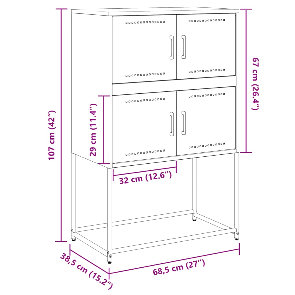 Dressoir 68,5x38,5x107 cm staal roze is nu te koop bij PeponiXL, paradijselijk wonen!