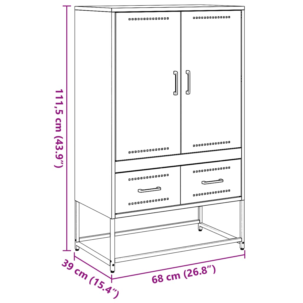 Hoge kast 68x39x111,5 cm staal zwart is nu te koop bij PeponiXL, paradijselijk wonen!