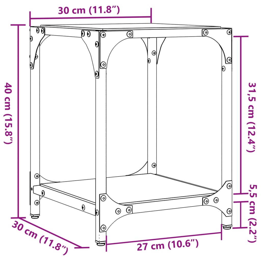 Salontafels 2 st met zwart glazen blad 30x30x40 cm staal is nu te koop bij PeponiXL, paradijselijk wonen!