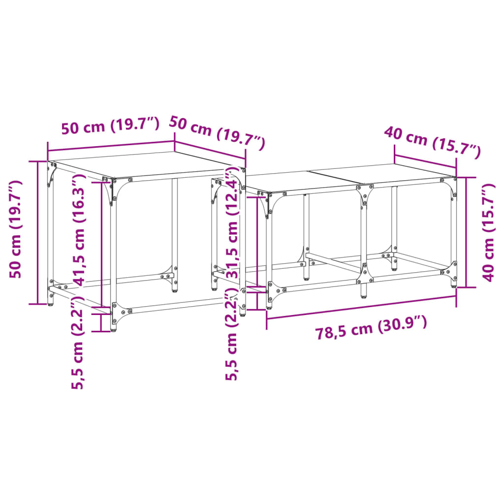 2-delige Tafeltjesset met transparant glazen blad staal is nu te koop bij PeponiXL, paradijselijk wonen!
