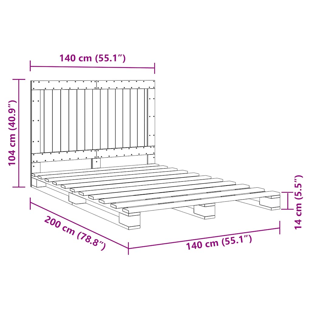 Bedframe met hoofdbord massief grenenhout wit 140x200 cm is nu te koop bij PeponiXL, paradijselijk wonen!