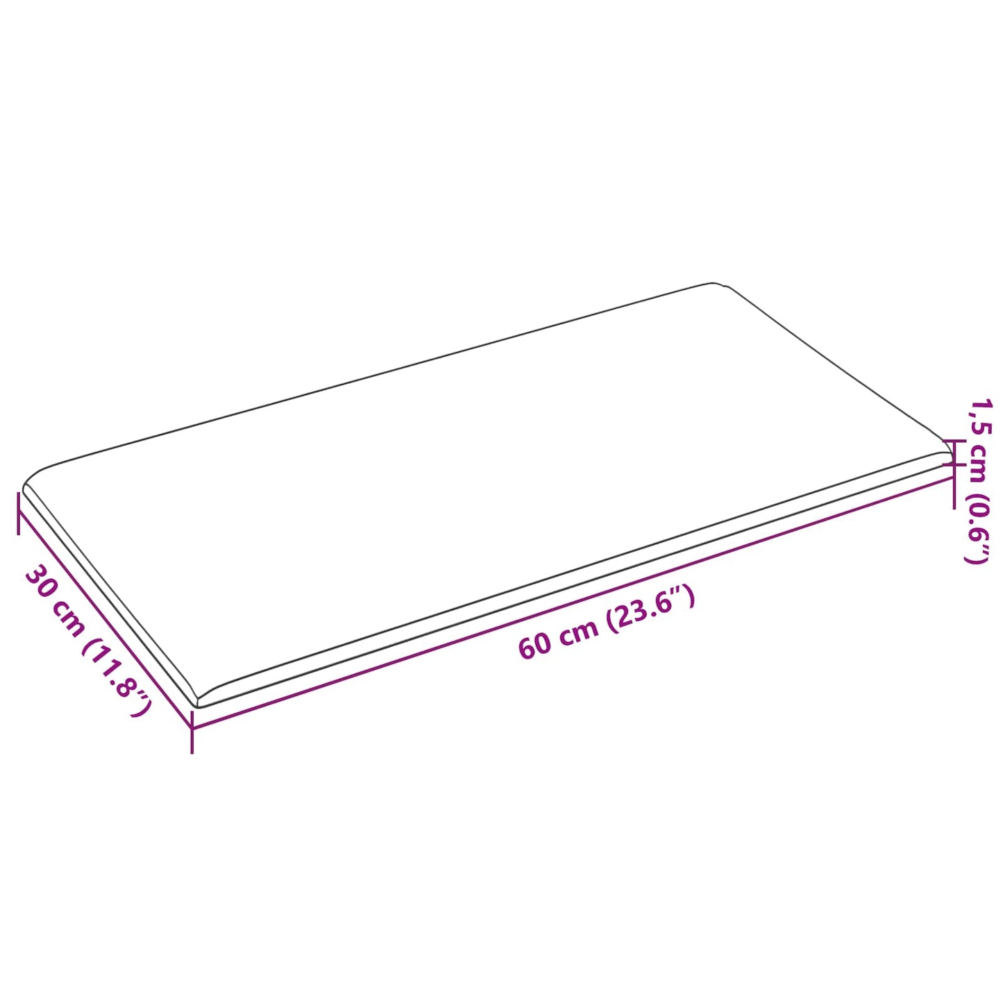 Wandhoofdbord 12 pcs Zwart 60 x 30 cm Stof is nu te koop bij PeponiXL, paradijselijk wonen!
