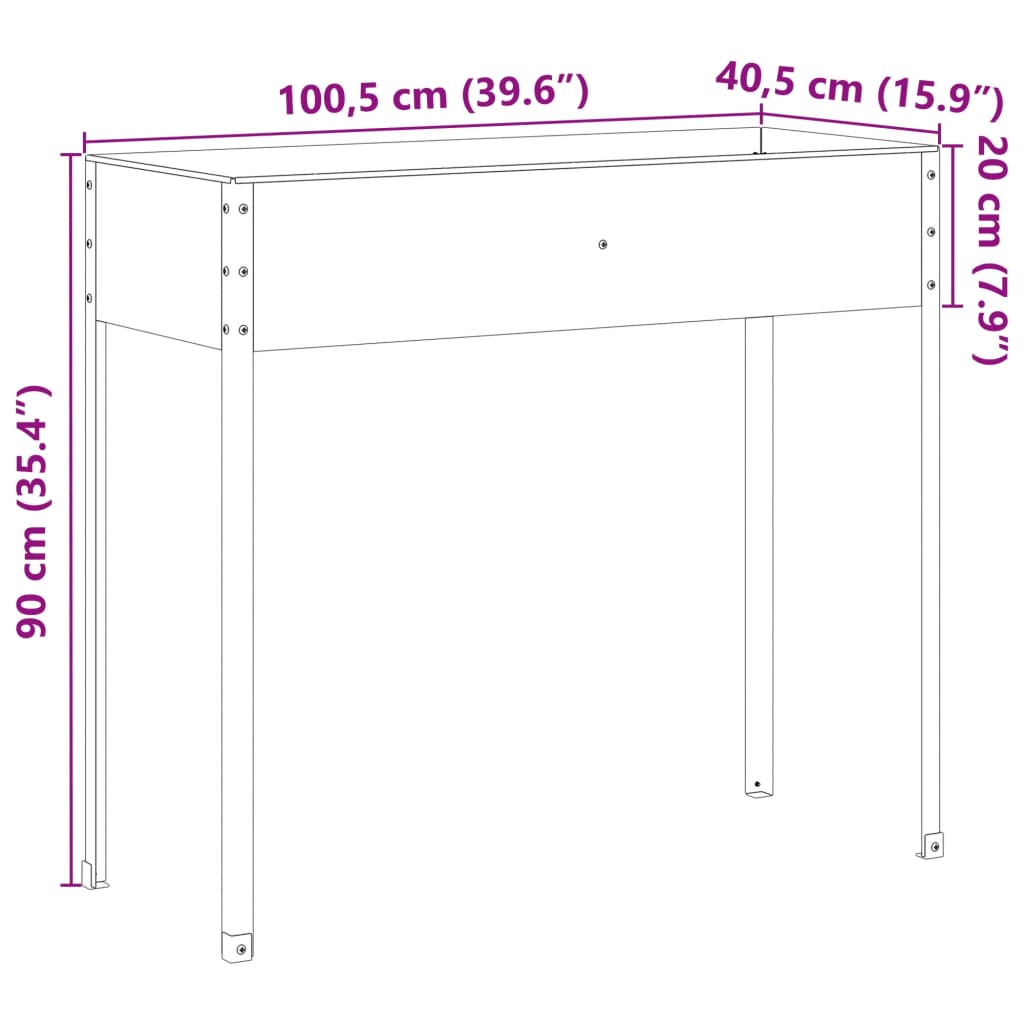 Plantenbak 100,5x40,5x90 cm weervast staal is nu te koop bij PeponiXL, paradijselijk wonen!