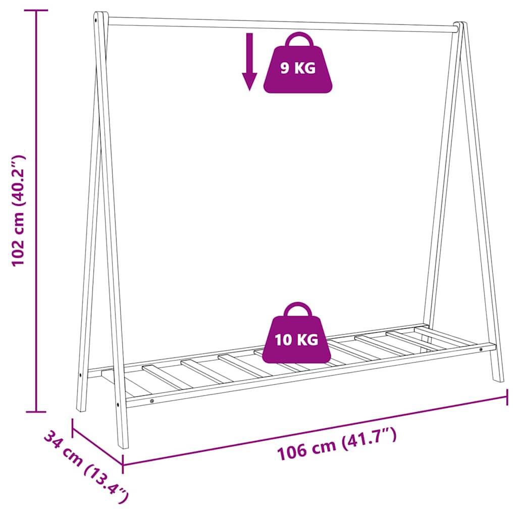 Kledingrek met schappen 106x34x102 cm bamboe is nu te koop bij PeponiXL, paradijselijk wonen!