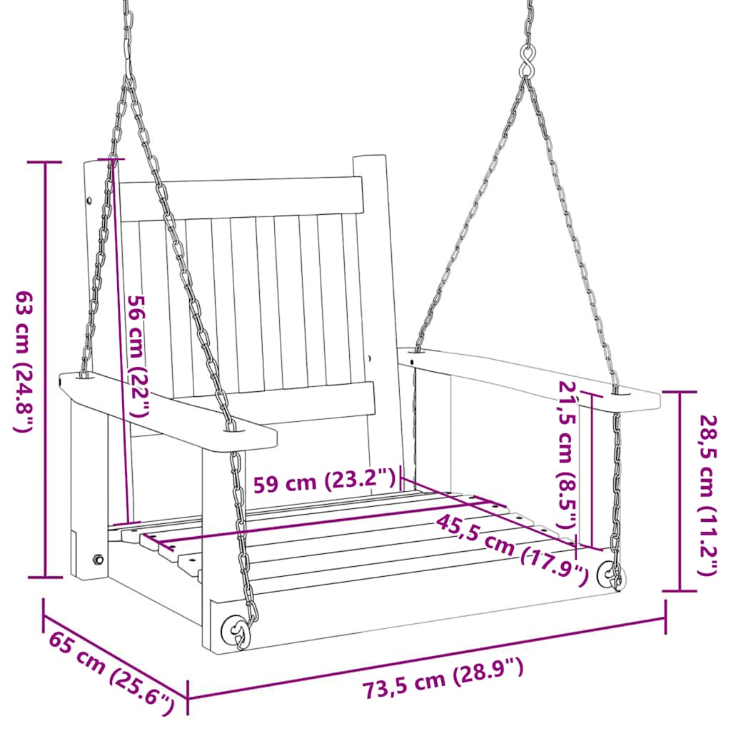 Tuinschommelstoel met metalen kettingen massief vurenhout zwart is nu te koop bij PeponiXL, paradijselijk wonen!