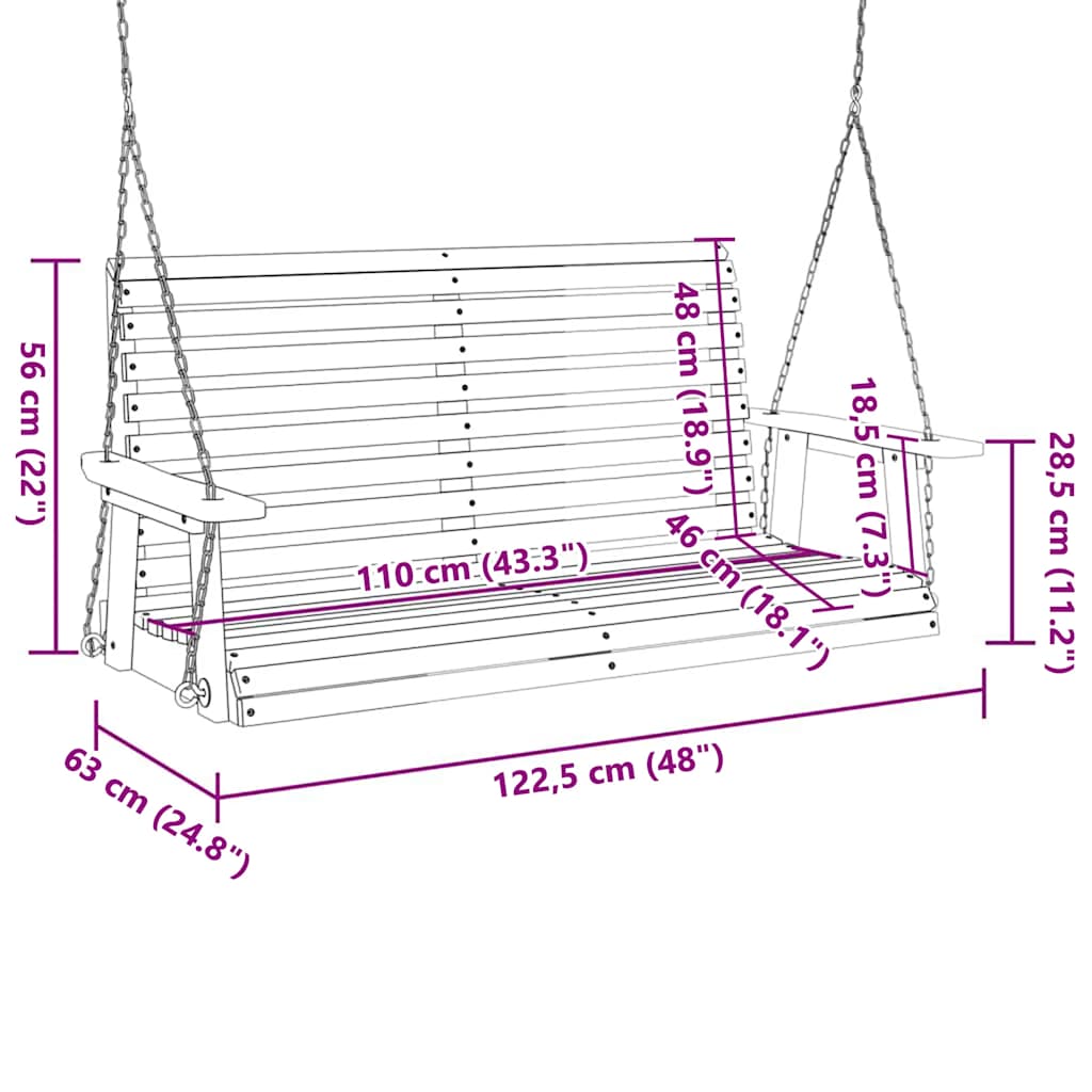 Tuinschommelbank met metalen kettingen massief vurenhout bruin is nu te koop bij PeponiXL, paradijselijk wonen!