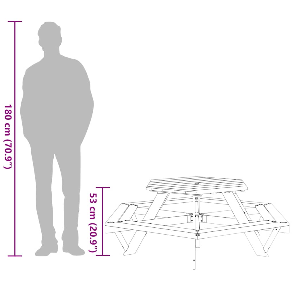 Picknicktafel voor 6 kinderen met banken zeshoekig vurenhout is nu te koop bij PeponiXL, paradijselijk wonen!