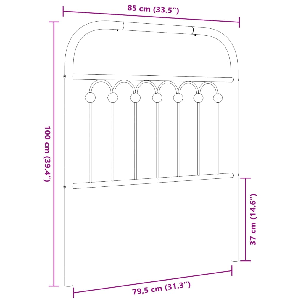 Vervangend hoofdbord 80 cm metaal zwart is nu te koop bij PeponiXL, paradijselijk wonen!