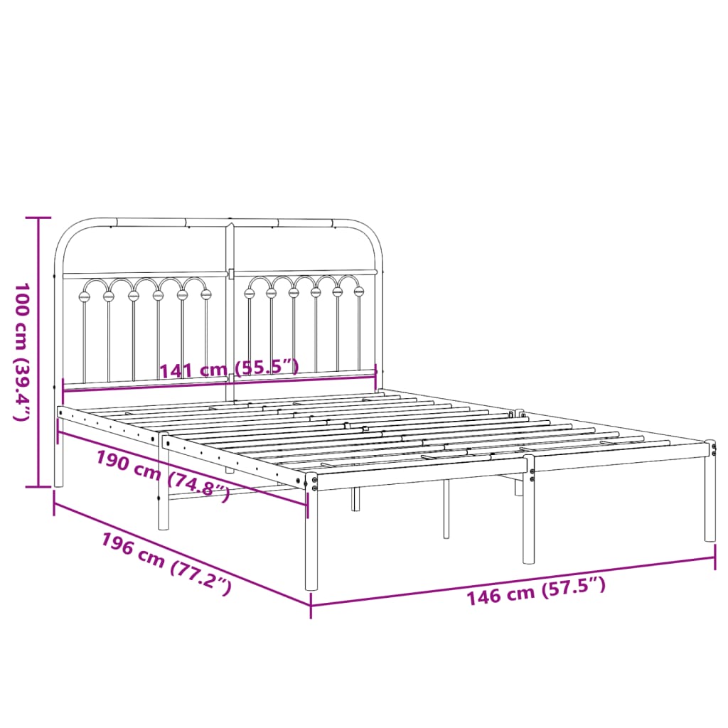Bedframe met hoofdbord metaal wit 140x190 cm is nu te koop bij PeponiXL, paradijselijk wonen!