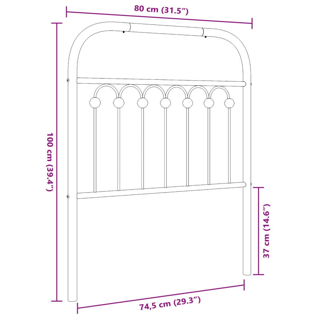 Vervangend hoofdbord 75 cm metaal wit is nu te koop bij PeponiXL, paradijselijk wonen!
