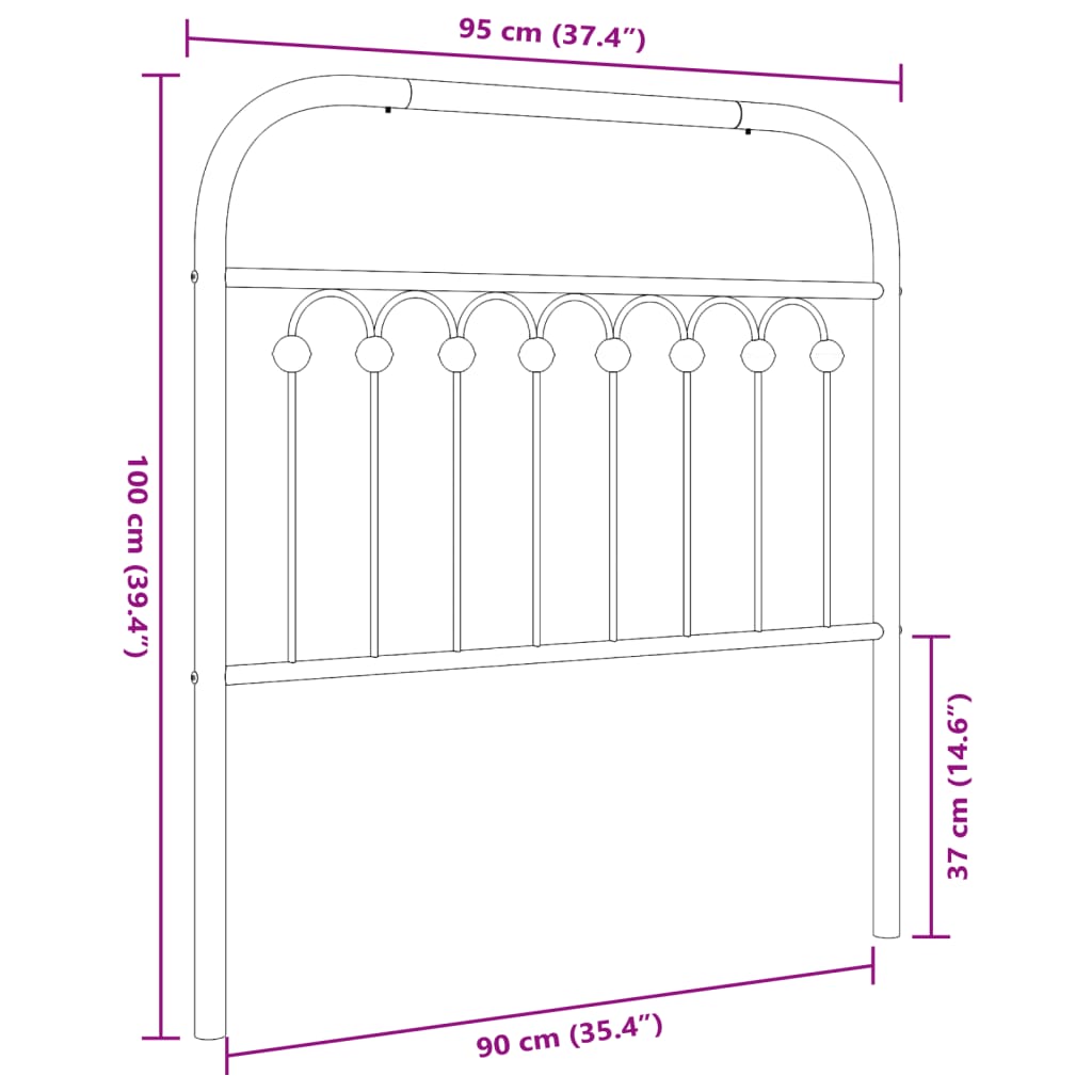 Vervangend hoofdbord 90 cm metaal wit is nu te koop bij PeponiXL, paradijselijk wonen!