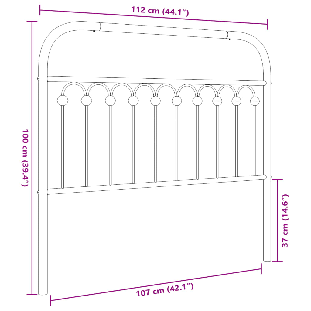 Vervangend hoofdbord 107 cm metaal wit is nu te koop bij PeponiXL, paradijselijk wonen!