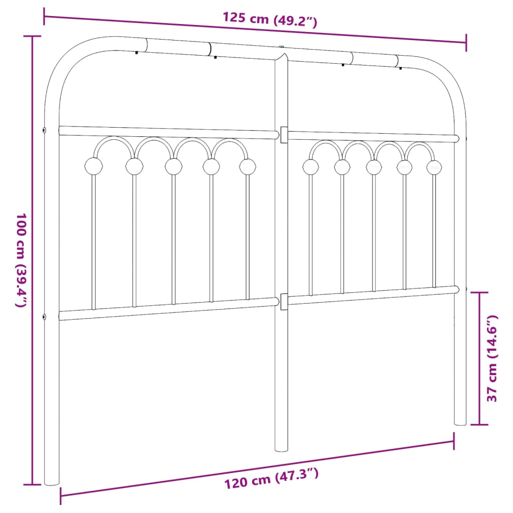 Vervangend hoofdbord 120 cm metaal wit is nu te koop bij PeponiXL, paradijselijk wonen!