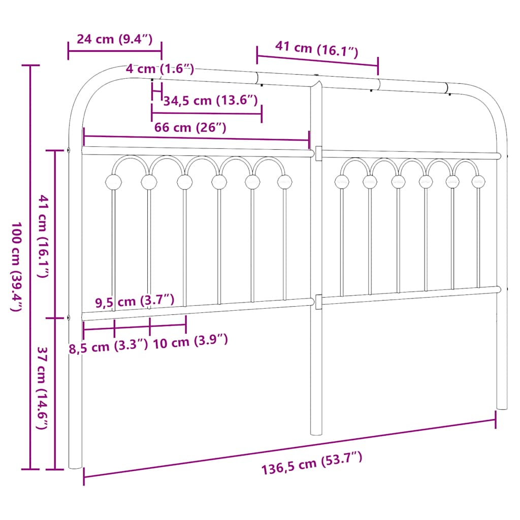 Vervangend hoofdbord 135 cm metaal wit is nu te koop bij PeponiXL, paradijselijk wonen!
