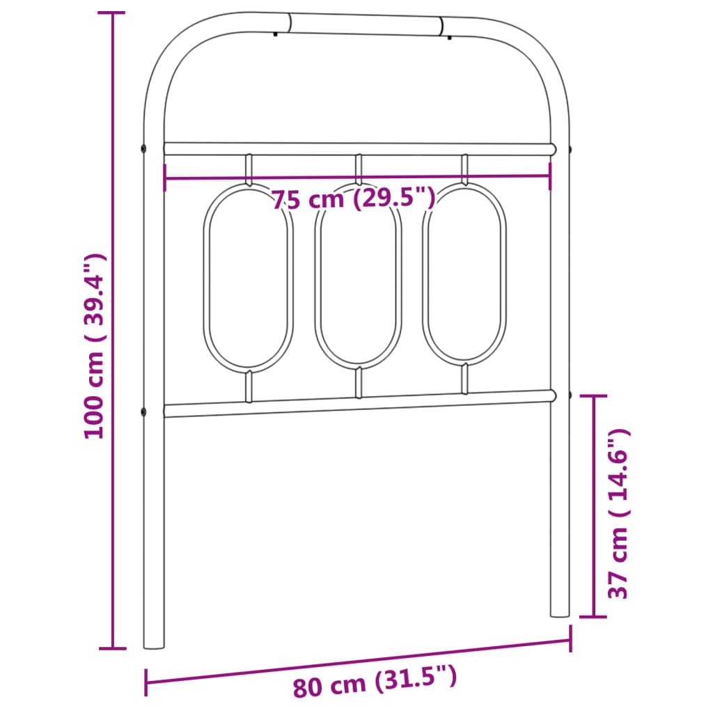 Vervangend hoofdbord 75 cm metaal zwart is nu te koop bij PeponiXL, paradijselijk wonen!