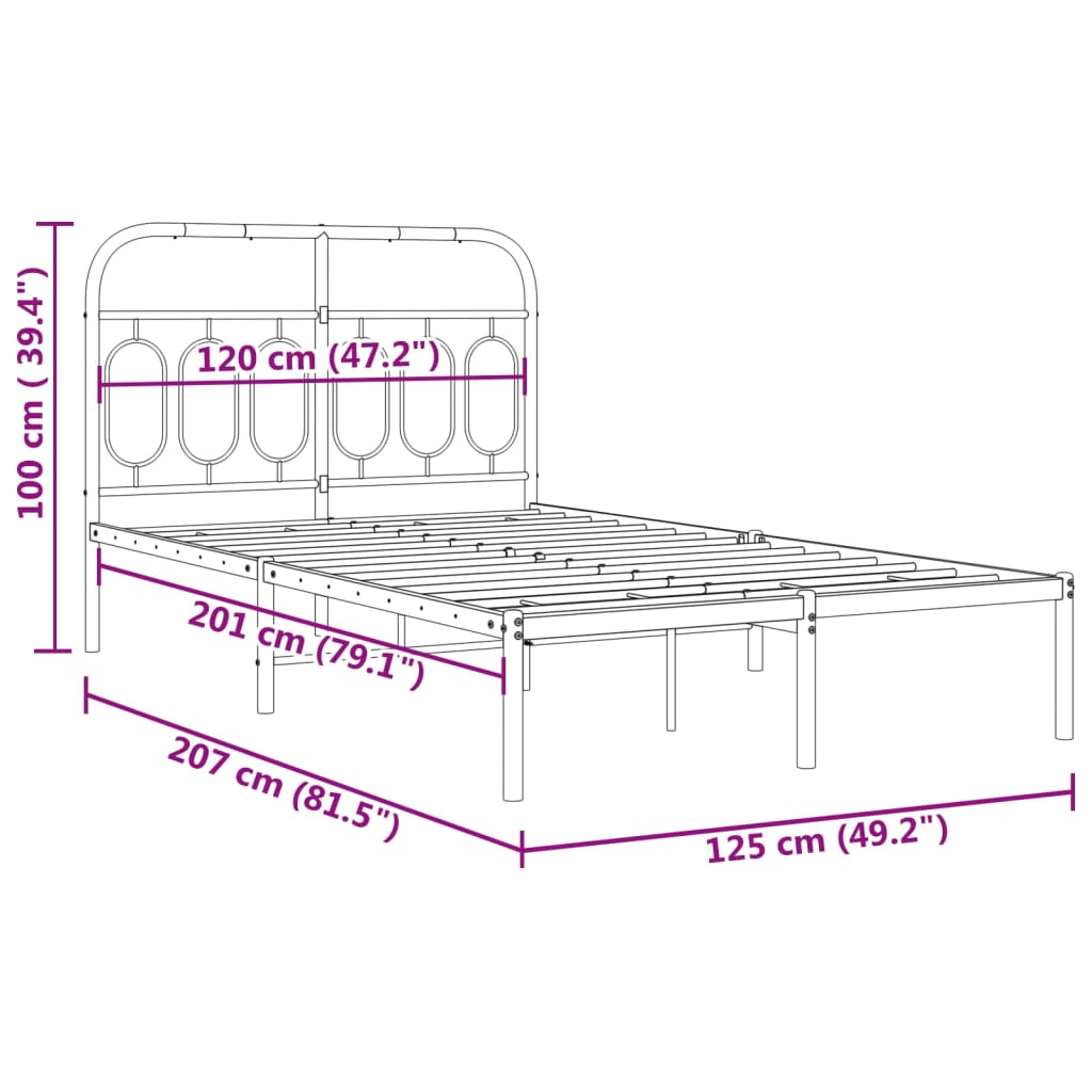 Bedframe met hoofdbord metaal wit 120x200 cm is nu te koop bij PeponiXL, paradijselijk wonen!