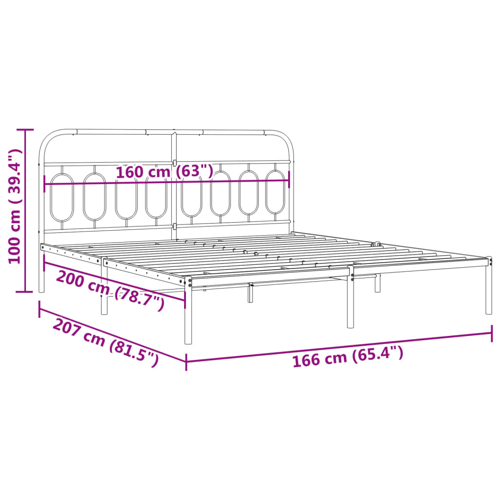 Bedframe met hoofdbord metaal wit 160x200 cm is nu te koop bij PeponiXL, paradijselijk wonen!