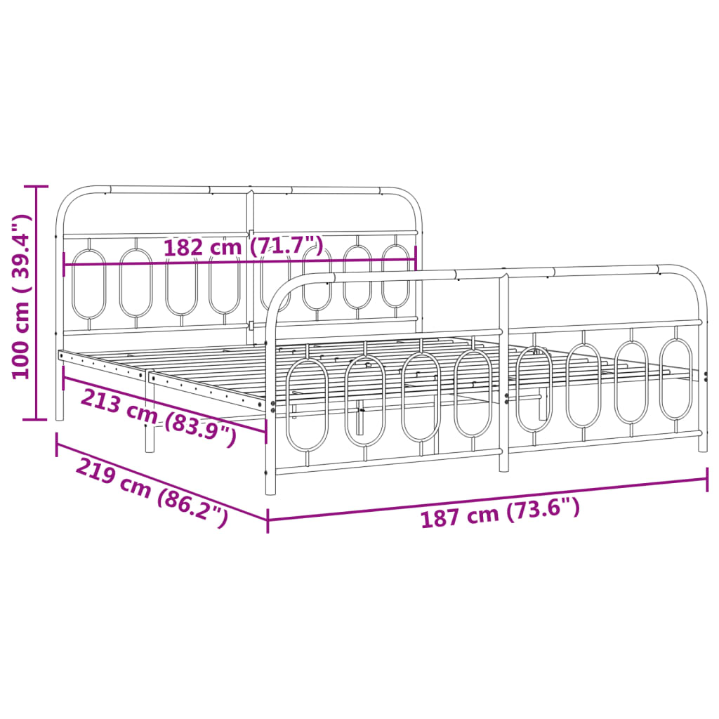 Bedframe met hoofd- en voeteneinde metaal wit 183x213 cm is nu te koop bij PeponiXL, paradijselijk wonen!