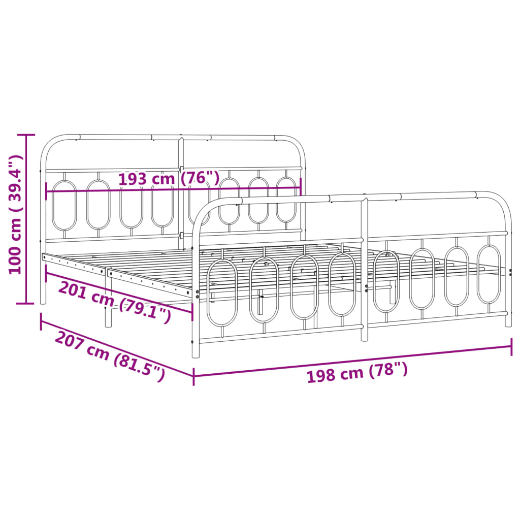 Bedframe met hoofd- en voeteneinde metaal wit 193x203 cm is nu te koop bij PeponiXL, paradijselijk wonen!