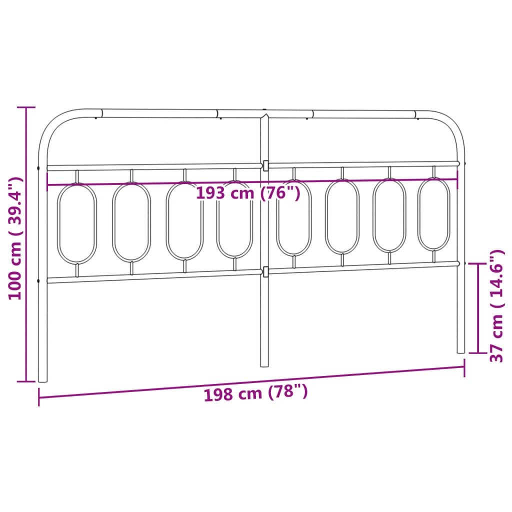 Vervangend hoofdbord 193 cm metaal wit is nu te koop bij PeponiXL, paradijselijk wonen!
