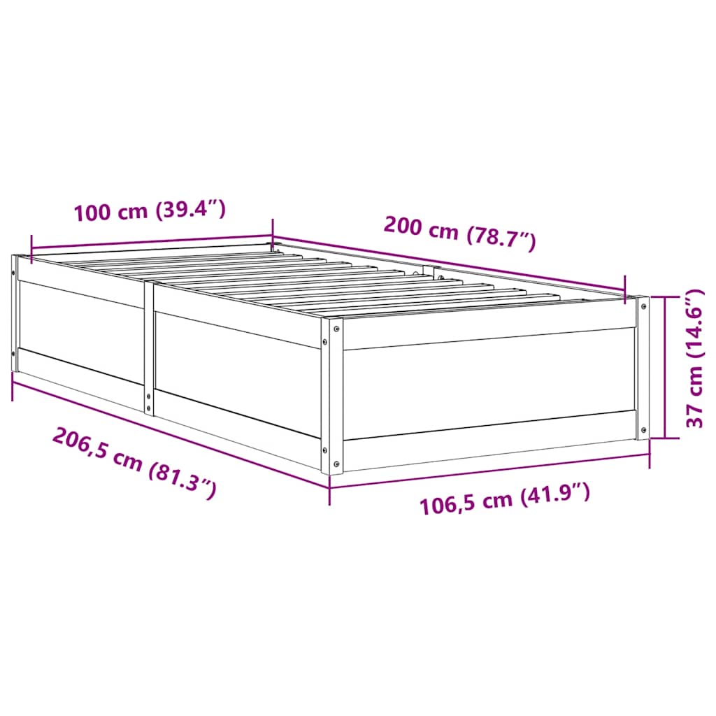 Bedframe zonder matras massief grenenhout wasbruin 100x200 cm is nu te koop bij PeponiXL, paradijselijk wonen!