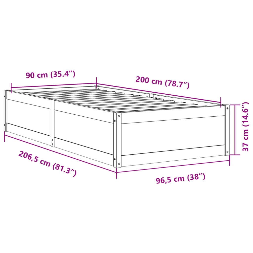 Bedframe zonder matras massief grenenhout wit 90x200 cm is nu te koop bij PeponiXL, paradijselijk wonen!