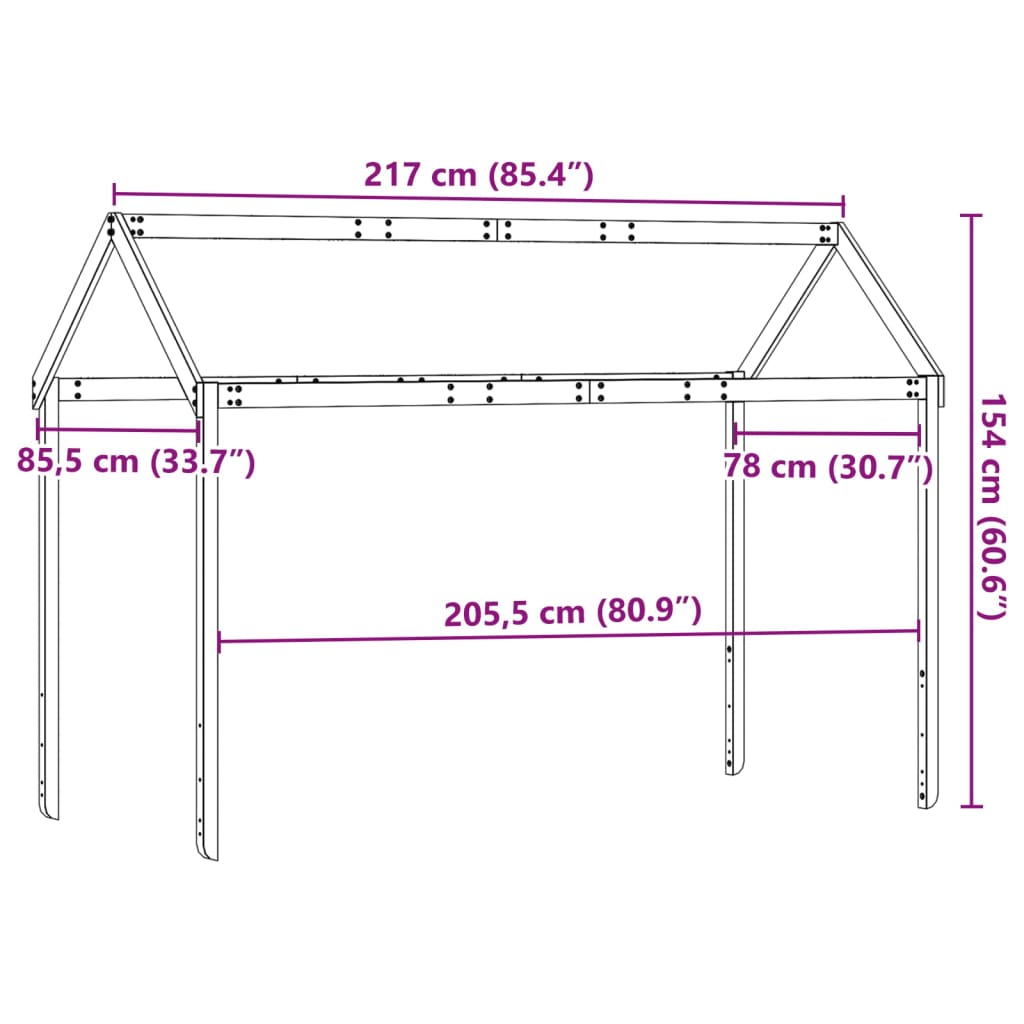 Kinderbedhuisje 217x85,5x154 cm massief grenenhout is nu te koop bij PeponiXL, paradijselijk wonen!