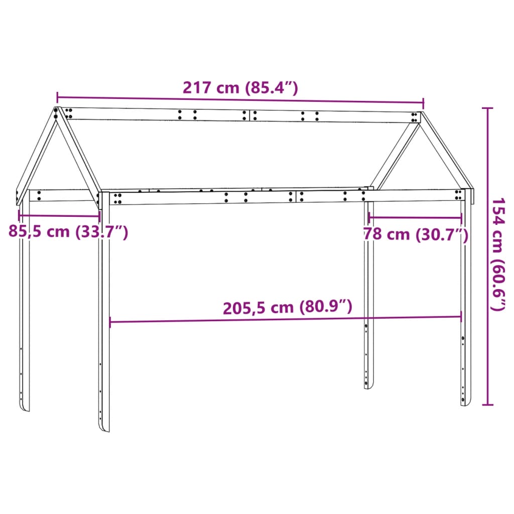 Kinderbedhuisje 217x85,5x154 cm massief grenenhout wit is nu te koop bij PeponiXL, paradijselijk wonen!