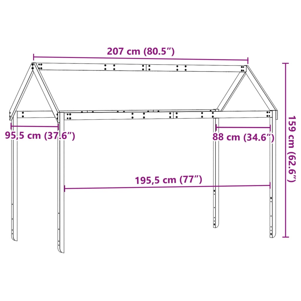 Kinderbedhuisje 207x95,5x159 cm massief grenenhout is nu te koop bij PeponiXL, paradijselijk wonen!