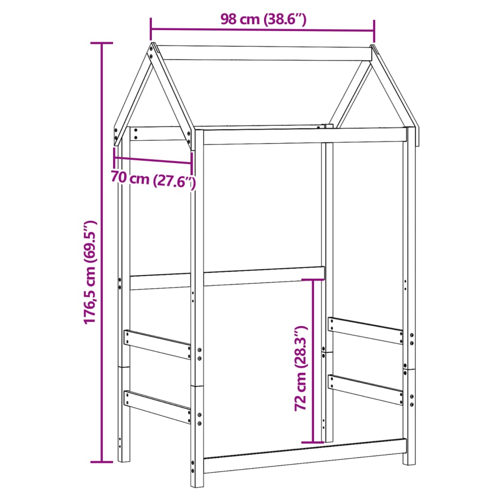 Kinderbedhuisje 98x70x176,5 cm massief grenenhout wasbruin is nu te koop bij PeponiXL, paradijselijk wonen!