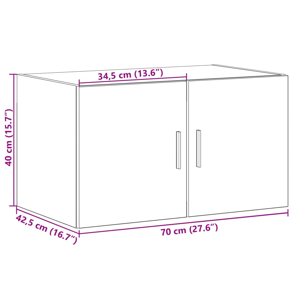 Wandkast 70x42,5x40 cm bewerkt hout betongrijs is nu te koop bij PeponiXL, paradijselijk wonen!