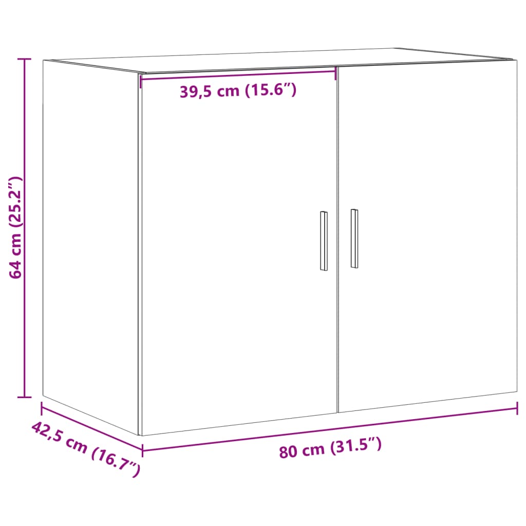 Wandkast 80x42,5x64 cm bewerkt hout betongrijs is nu te koop bij PeponiXL, paradijselijk wonen!