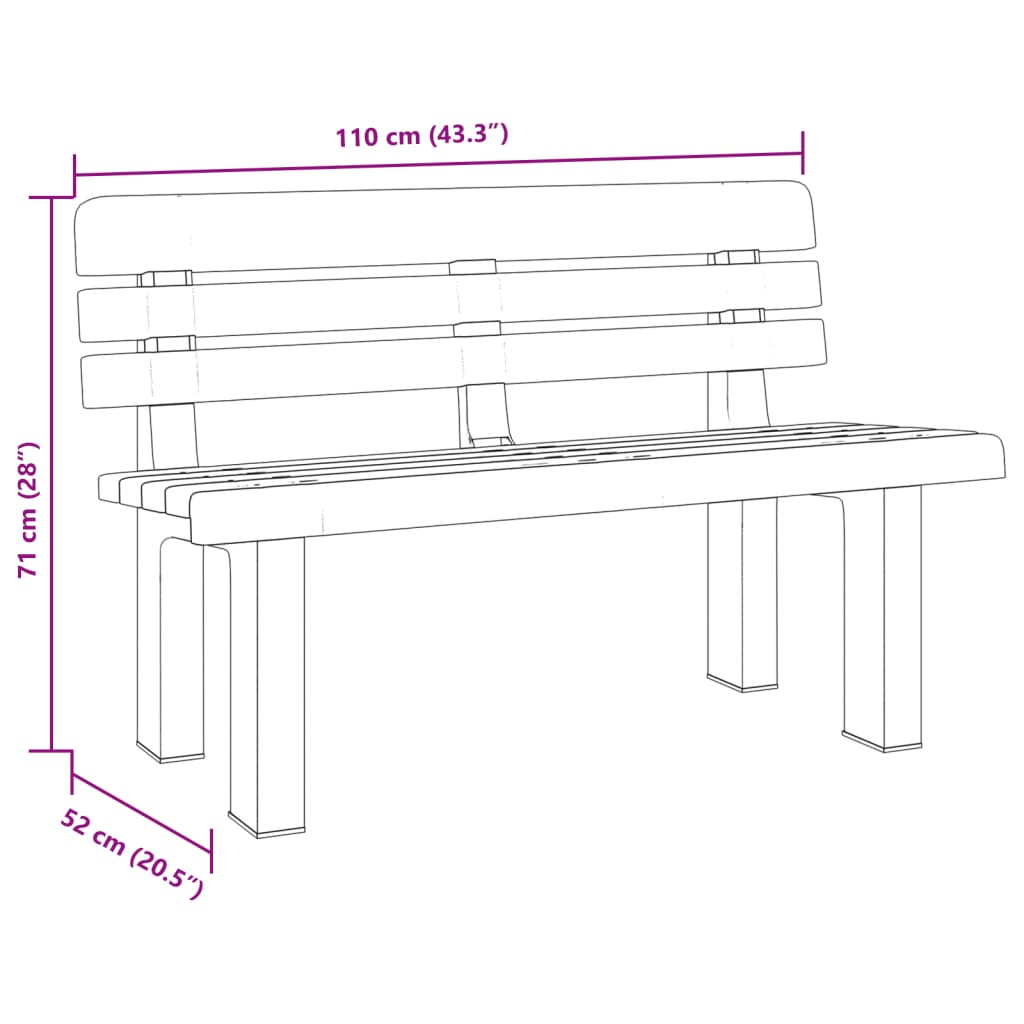 Tuinbankje 110x52x71 cm polypropeen wit is nu te koop bij PeponiXL, paradijselijk wonen!