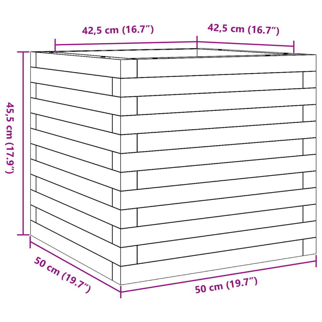 Plantenbak 50x50x45,5 cm massief grenenhout wit is nu te koop bij PeponiXL, paradijselijk wonen!