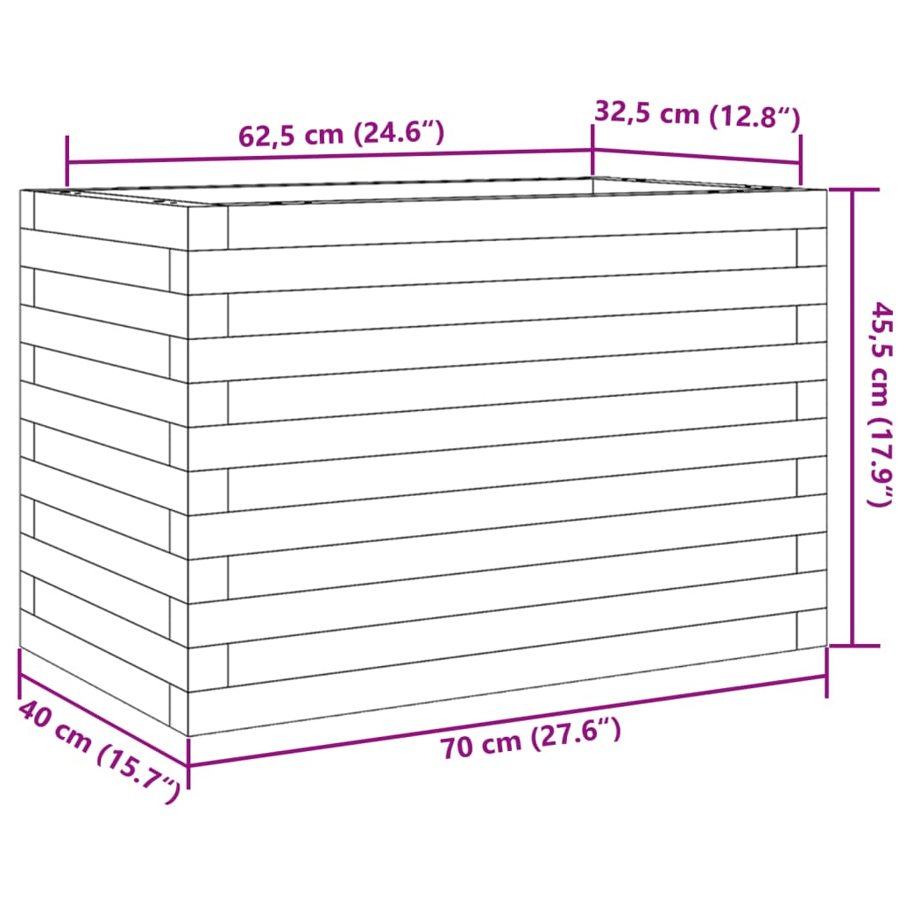 Plantenbak 70x40x45,5 cm massief grenenhout wit is nu te koop bij PeponiXL, paradijselijk wonen!