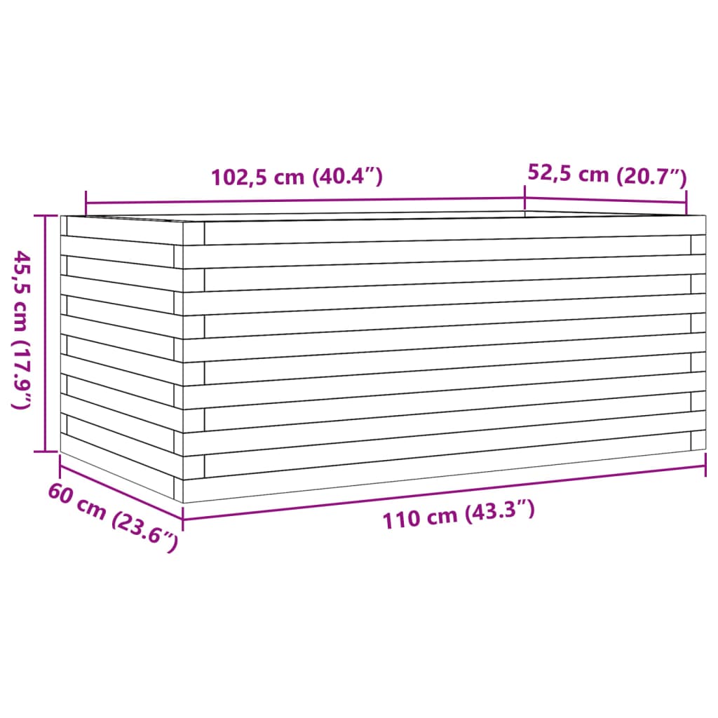 Plantenbak 110x60x45,5 cm massief grenenhout wit is nu te koop bij PeponiXL, paradijselijk wonen!