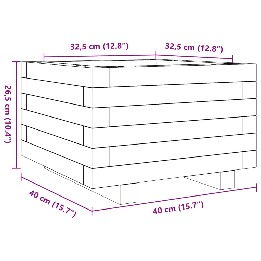 Plantenbak 40x40x26,5 cm massief grenenhout wit is nu te koop bij PeponiXL, paradijselijk wonen!